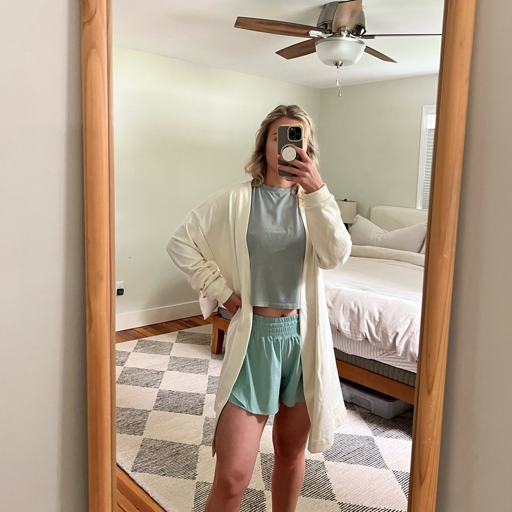 Whitney Simmons Gymshark Cream Open-Front Cardigan